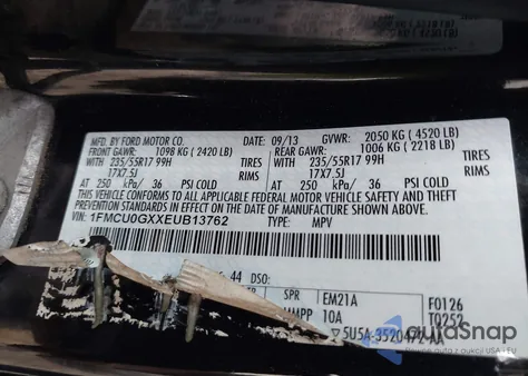 2014 Ford Escape Se from USA, damaged, VIN 1FMCU0GXXEUB13762